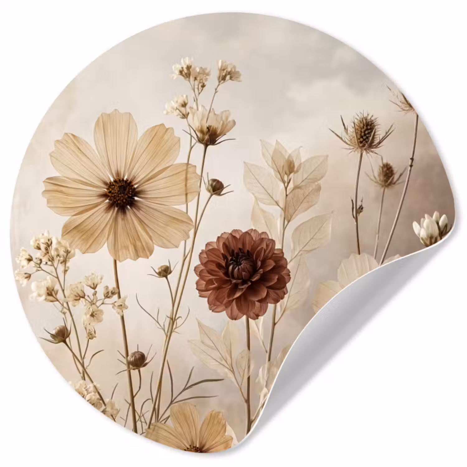 Behangcirkel - Wilde bloemen - Botanisch - Vintage - Natuur - Rustiek
