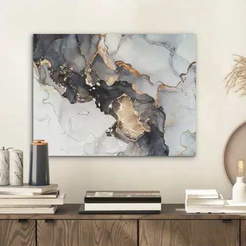 Marmer - Goud - Abstract - Zwart Wit - Luxe PET vilt klein -sfeer1