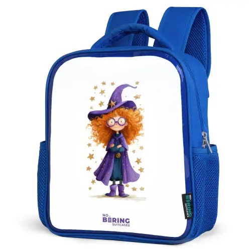 Sterrenmagie met krullen Kinderrugzak - Blauw middel -schuin