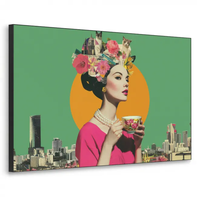 Art Frame - Retro - Frau - Stadt - Sonne