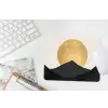 Bergsilhouetten - Gouden cirkel - Beige muismat rubber klein -witbureau