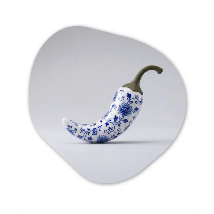 Chilipeper - Keramiek - Blauw Wandcirkel Organisch Aluminium middel -3d