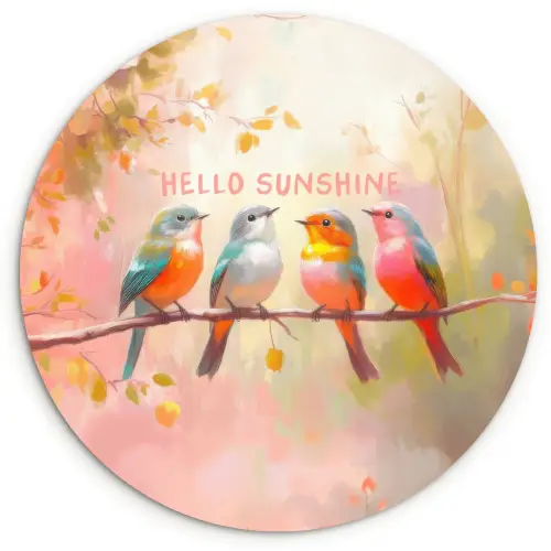 Vogels - Tak - Quote - Roze Wandcirkel plexiglas klein -3d