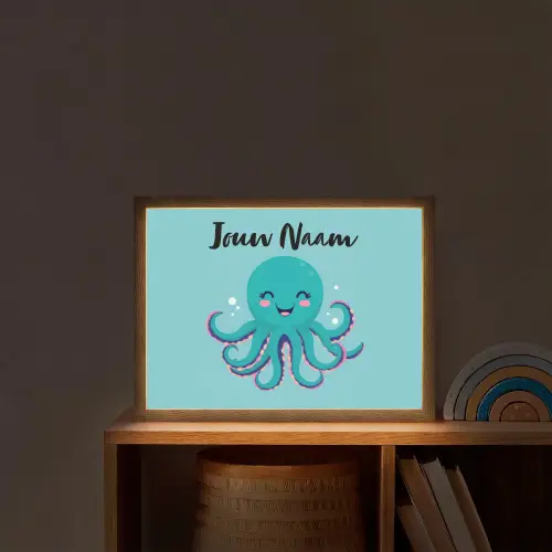 Octopus - Blauw - Gezicht Light Box met batterij (Wandlamp kind) middel -sfeer1_kind