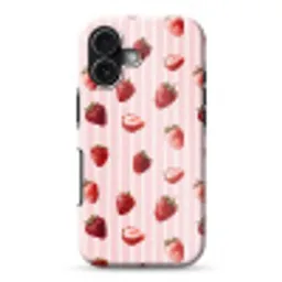 Strepen - Aardbei - Roze Toughcase MagSafe Apple iPhone 17 klein 1017 -3d