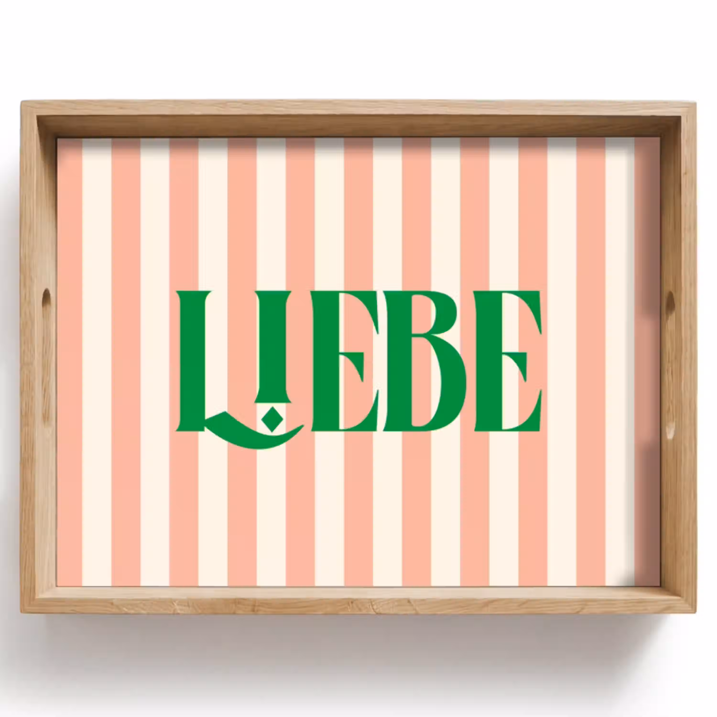 Zachtroze - Groen - Strepen - Liebe Dienblad Rechthoek middel -z3d_shopping