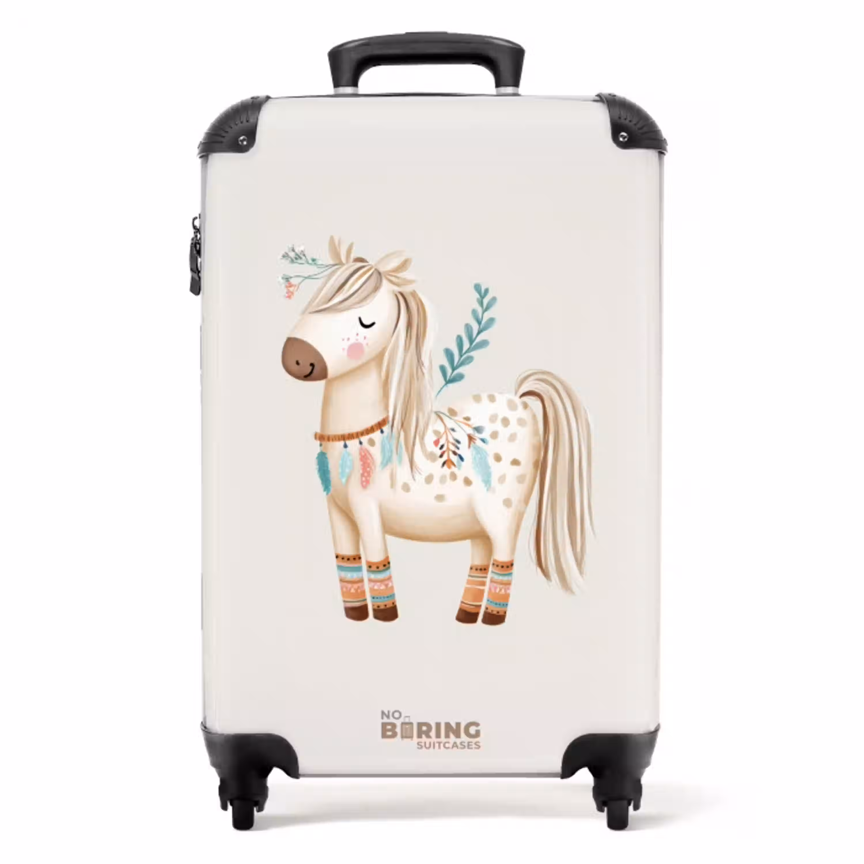 Bohemian paard in beige tinten NBS - Handbagage koffer - Volwassenen Unisex middel -productfoto_recht