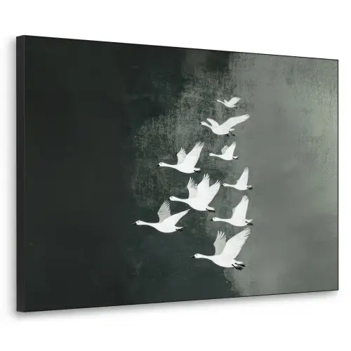 Vogel - Japandi - Groen Textielframe - compleet frame klein -3d