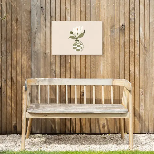 Bloem - Wit - Vaas - Quote Tuinposter op houten frame 2 cm dik klein -sfeer4