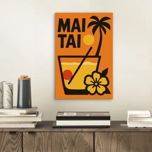 Palmboom - Bloem - Art - Drink aluminium wit klein -sfeer1