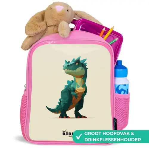 Dino - Dier - Groen Kinderrugzak - Roze middel -inhoud_NL