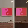 Minimalistisch - Rood - Roze - Hartjes Light Box met batterij (Wandlamp) middel -sfeer3