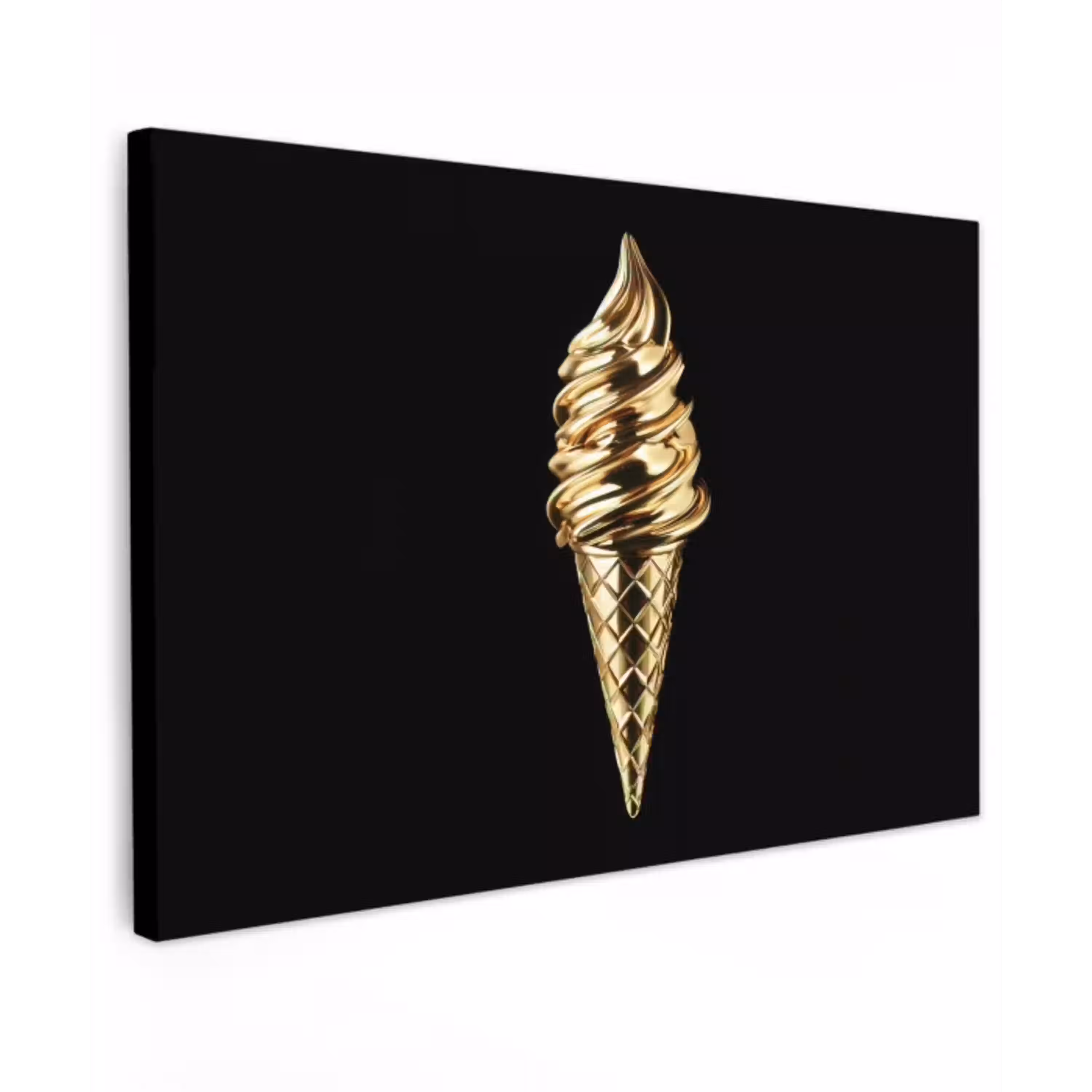 Ijs - Goud - Zwart - Eten canvas 2cm klein -z3d