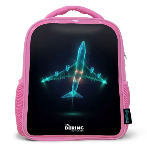 Lichtgevend vliegtuig Kinderrugzak - Roze middel -3d