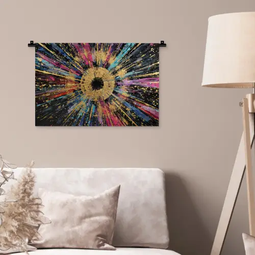 Explosie - Goud - Kleurrijk - Abstract Wandkleed katoen klein -sfeer4