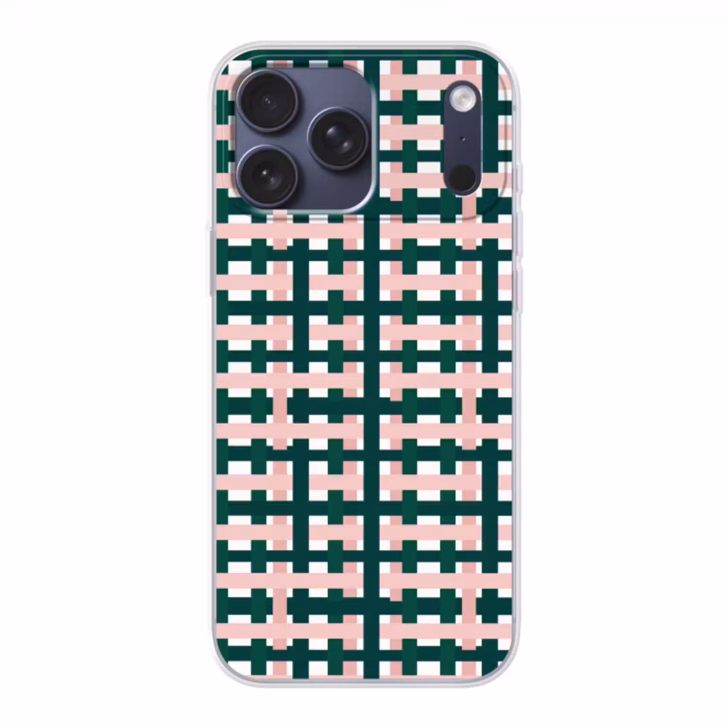 Vlechtpatroon - Groen - Roze - Grafisch Telefoonhoesje iPhone 17 Pro Max klein 879 -3d