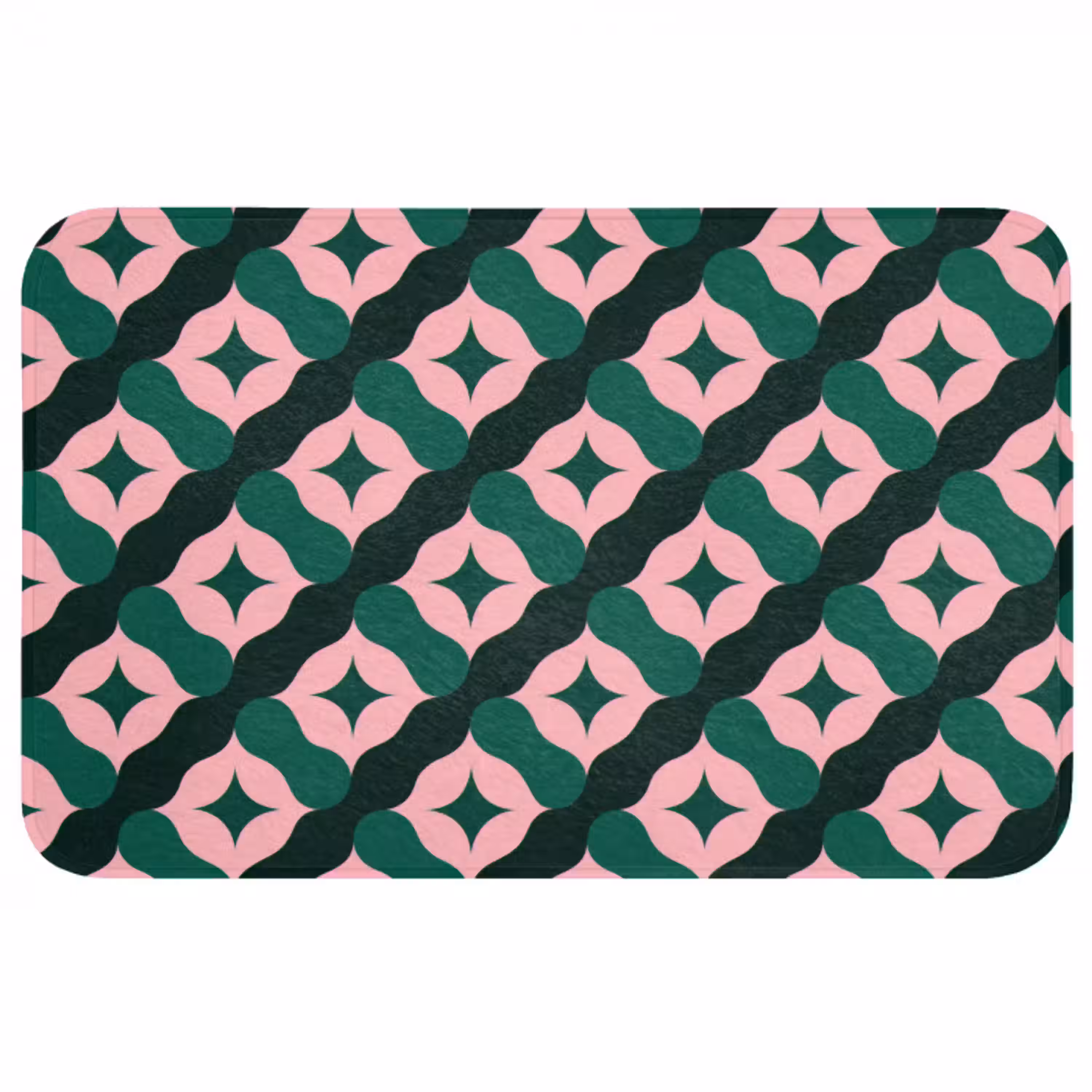 Groen - Roze - Retro - Sterren WCmat middel 1009 -3d