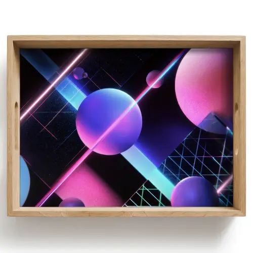 Bollen - Neon - Lijnen - Roze Dienblad Rechthoek middel -z3d_shopping