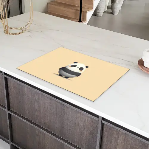 Panda - Beige - Minimalistisch Inductie beschermer vinyl 3mm klein -sfeer8