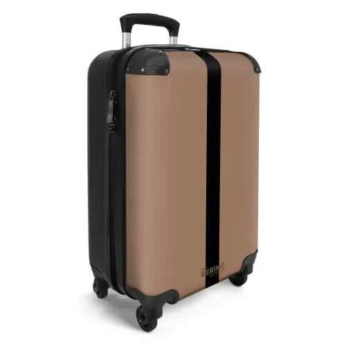 Minimal - Warm bruin met zwarte streep NBS - Handbagage koffer - Unisex middel -productfoto_3d