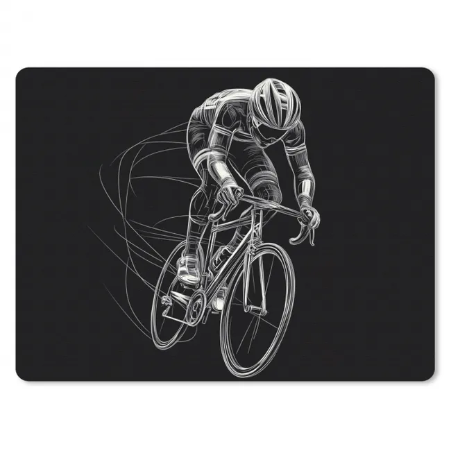 Mouse Pad - Line drawing - White - Cycling - Speed