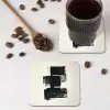 Rechthoeken - Penseelstreken - Abstract - Zwart onderzetter kurk middel -sfeer2