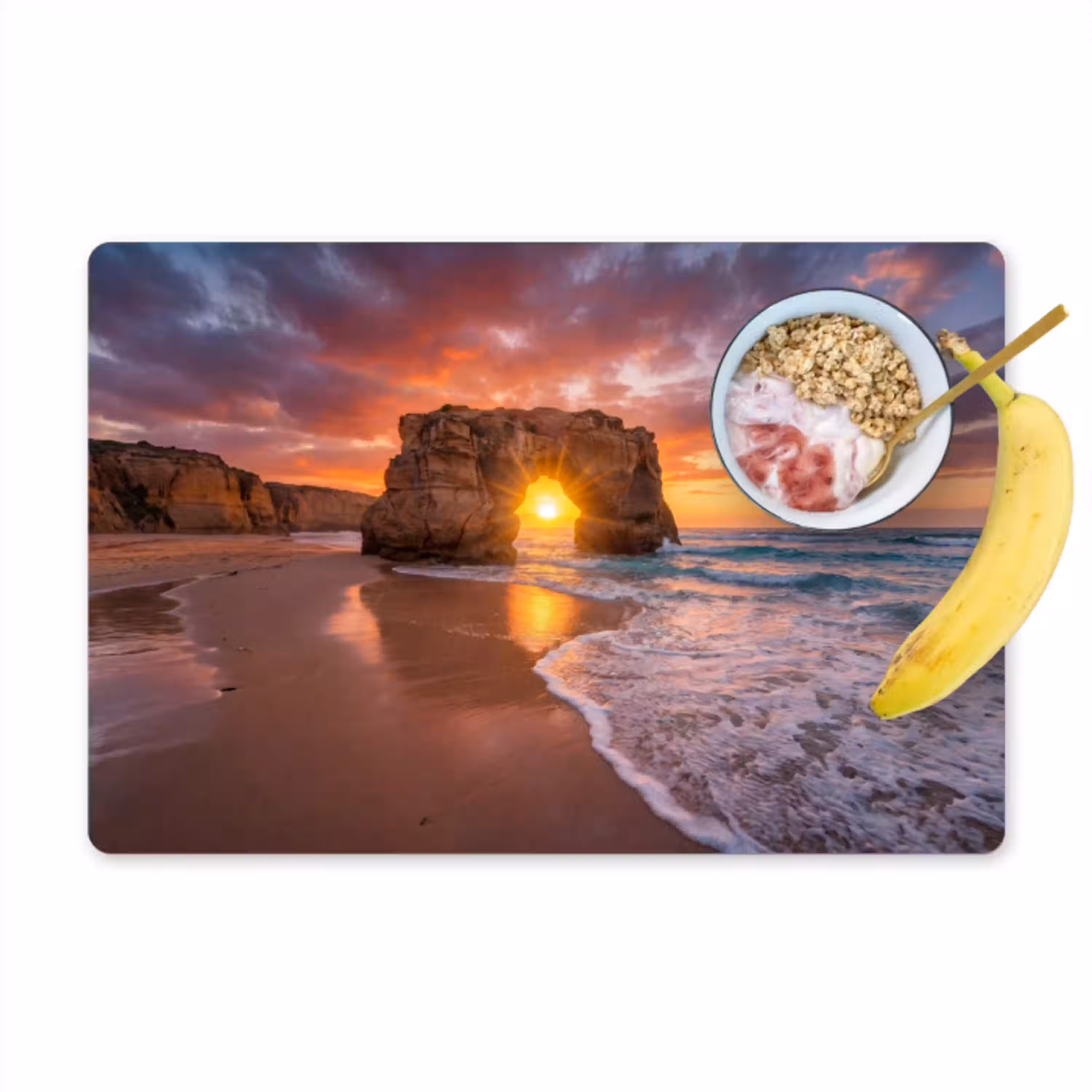 Kust - Rots - Zonsondergang - Zee - Natuur Placemat vinyl groot -zzzproduct_Kitchenyeah-website