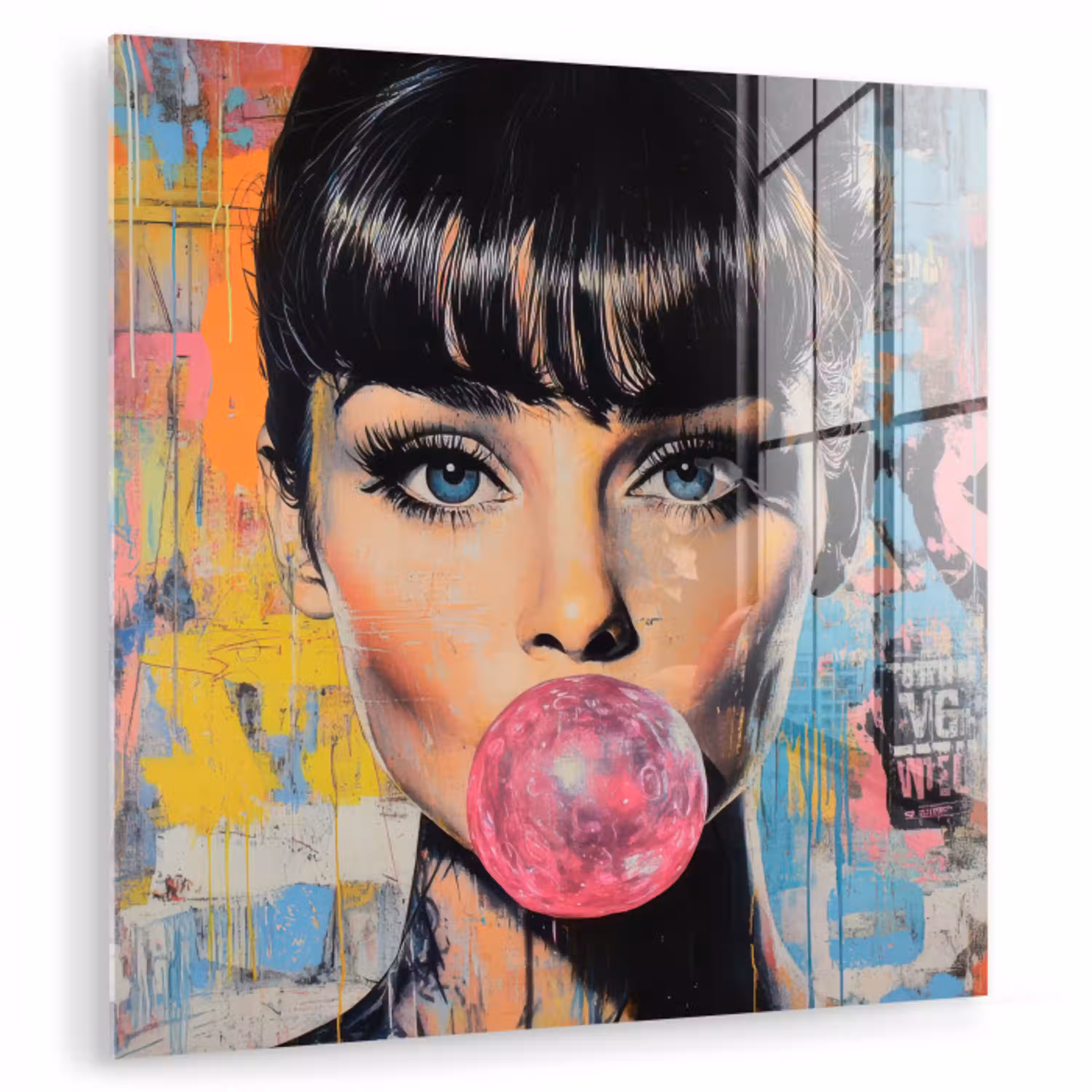 Kauwgom - Vrouw - Penseelstreken - Modern plexiglas 5mm klein -zzzproduct_nieuw