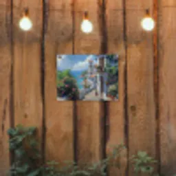 Huizen - Zee - Bomen - Bloemen tuinposter los doek klein -sfeer1