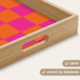 Schaakbord print - Oranje - Roze - Blokjes Dienblad Rechthoek middel -USP_HandgreepDE