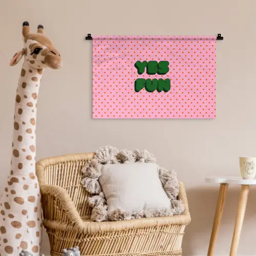 Yes fun - Groen - Roze - Stippen Wandkleed katoen klein -wsfeer5_kind