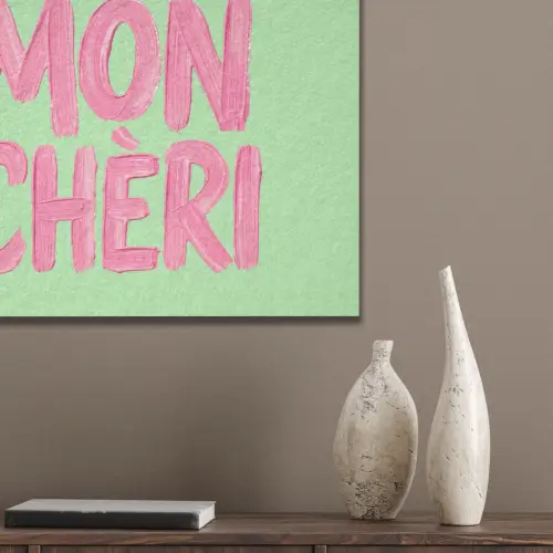 Mon cheri - Groen - Roze PET vilt klein -sfeer6_closeup