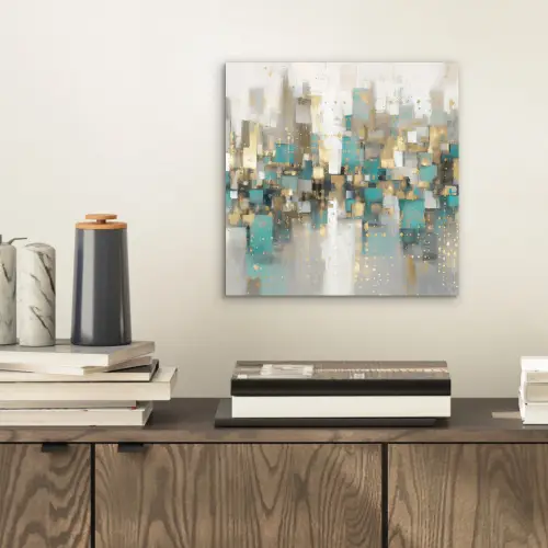 Abstract - Blokken - Goud - Skyline aluminium wit klein -sfeer1