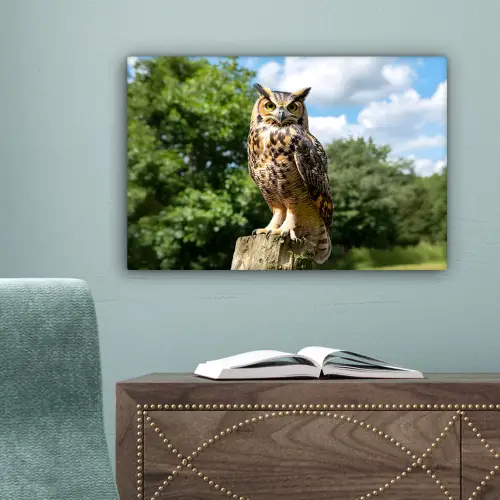Uil - Boomstronk - Bos - Lucht canvas 2cm klein -sfeer4