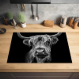 Schotse Hooglander - Horens - Zwart - Wit - Koe - Wild - Dieren Inductie beschermer vinyl 3mm klein -sfeer5