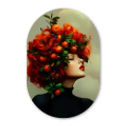 Vrouw - Appels - Rood - Bladeren Wandcirkel Ovaal Forex klein -3d
