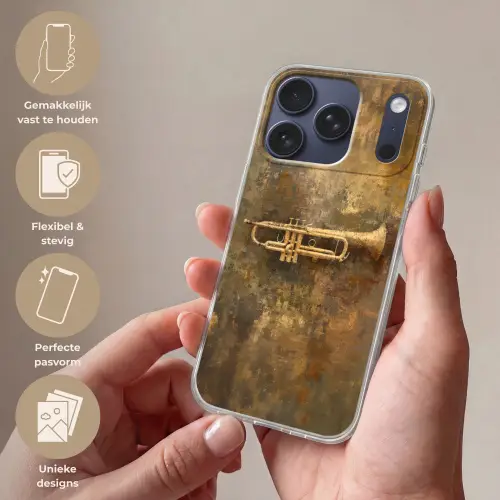 Trompet - Geel - Muzikaal Telefoonhoesje iPhone 17 Pro klein -sfeer3_NL