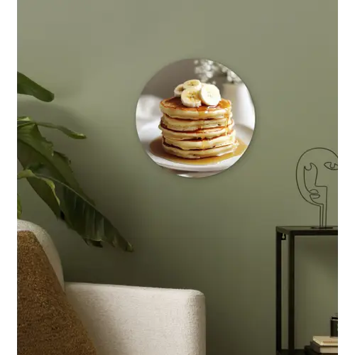 Pannenkoeken - Banaan - Siroop - Wit - Beige Wandcirkel plexiglas klein -sfeer3