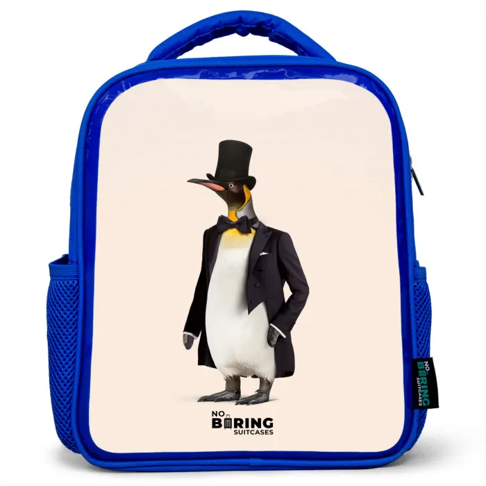 Pinguin in Pak Kinderrugzak - Blauw middel -3d