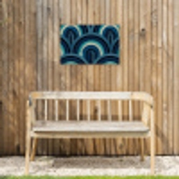 Bogen - Geometrisch - Patroon - Blauw - Retro Tuinposter op houten frame 2 cm dik klein 845 -sfeer4