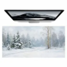 Bospad - Dennen - Sneeuw - Winter - Rustgevend Muismat XXL klein -zzz3d