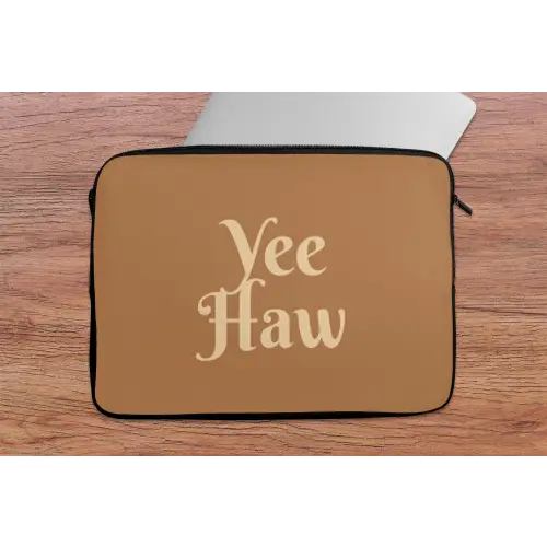 Yee haw - Bruin - Minimalistisch laptophoes neopreen klein -tafel