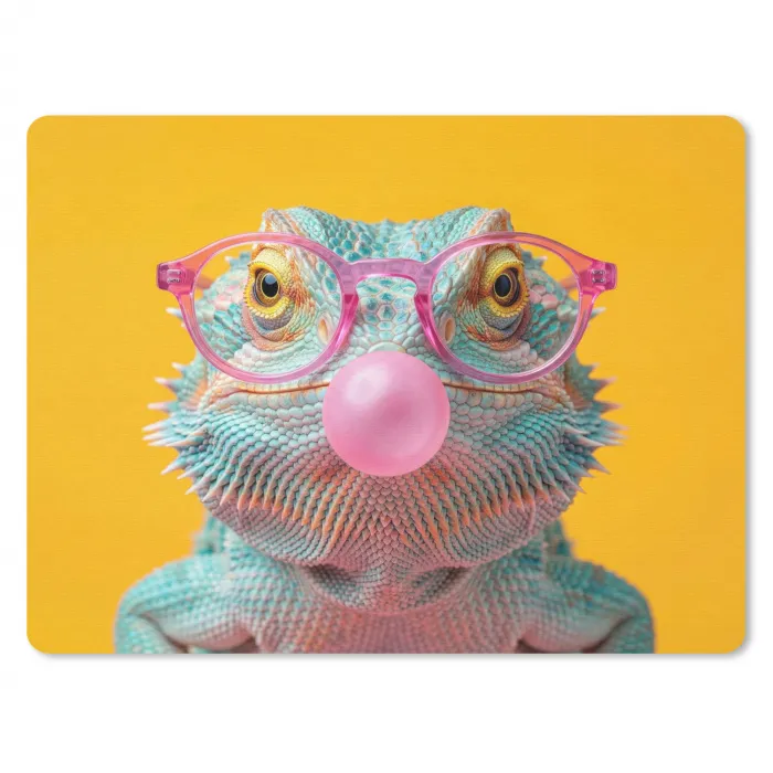Kameleon - Kauwgom - Kleurrijk muismat rubber klein -3d