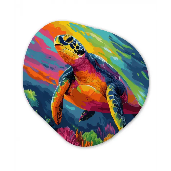 Koraal - Schildpad - Abstract - Water Wandcirkel Organisch Forex 3mm klein -3d