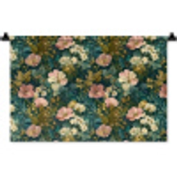 Wilde bloemen - Botanisch - Patroon - Roze - Romantisch Wandkleed katoen klein 269 -zz3d