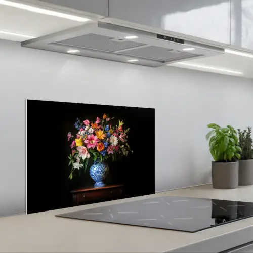 Kleur - Vaas - Bloemen - Boeket keuken achterwand spatscherm klein -3d_schuin