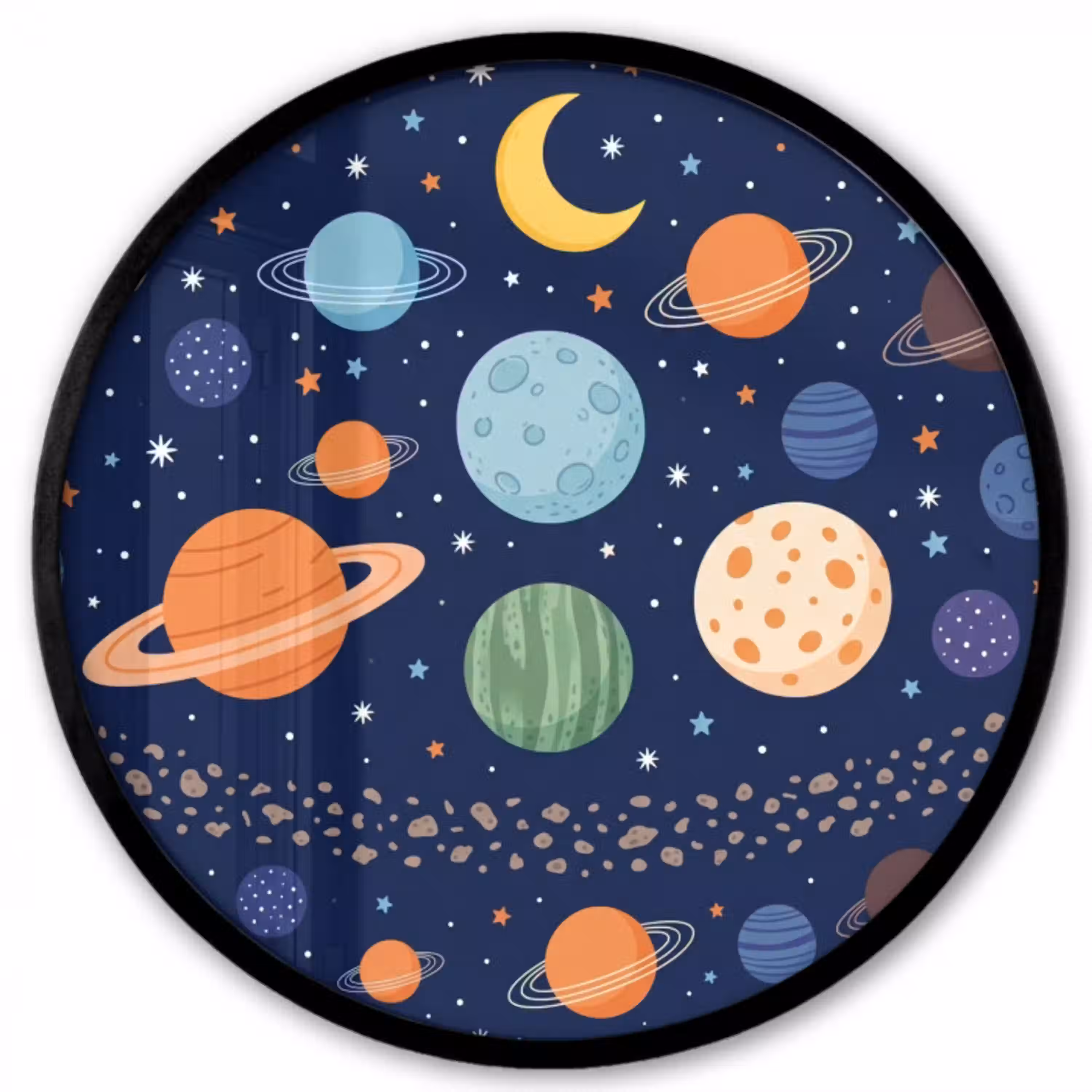 Ruimte - Planeten - Kleurrijk Fotolijst rond zonder passe partout klein -3d