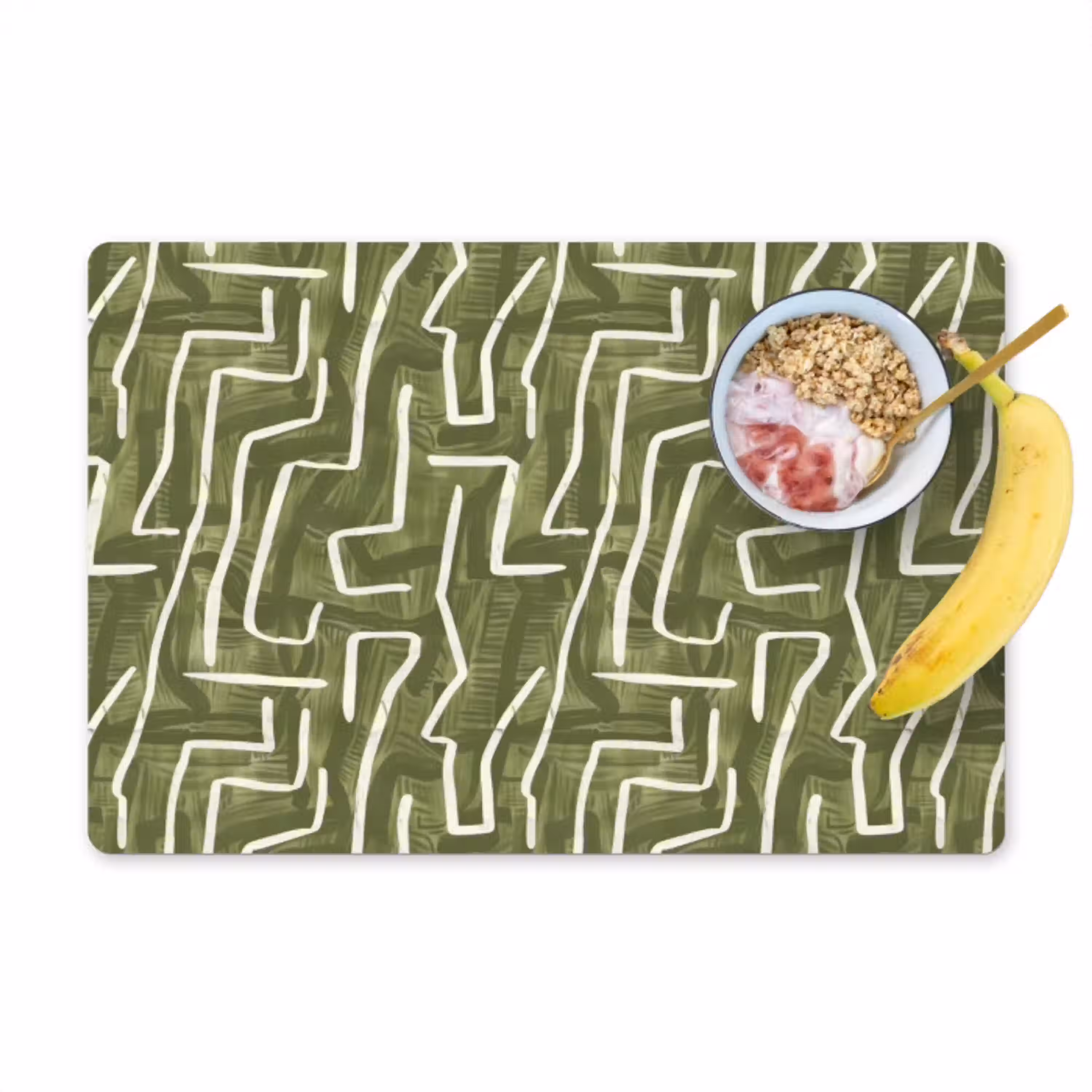 Groen - Abstract - Penseelstreken - Patroon Placemat vinyl groot 368 -zzzproduct_Kitchenyeah-website