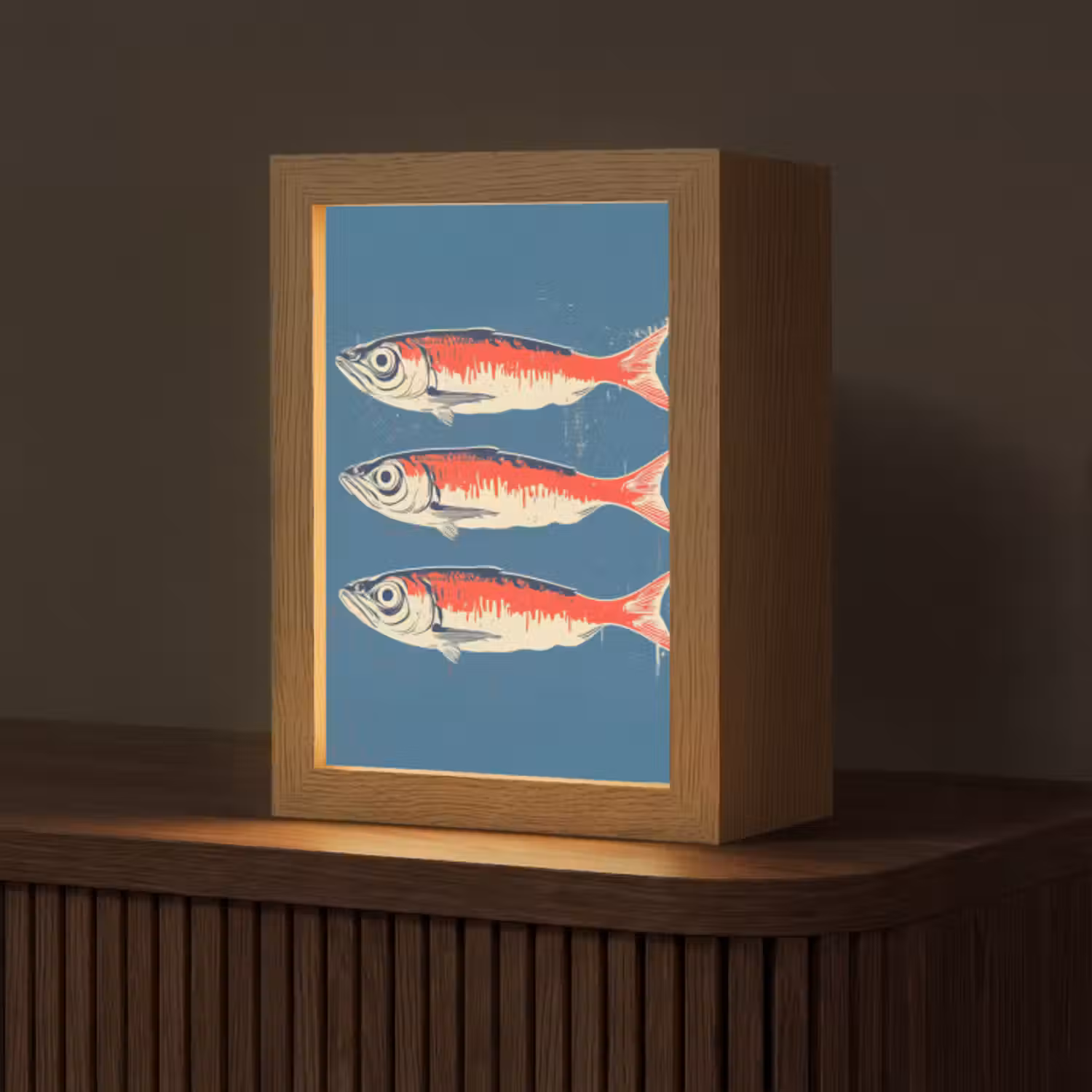 Tischlampe - Fische - Rot - Blau