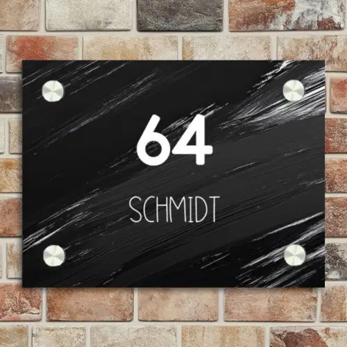 Zwarte verftextuur - Modern Naambord Rechthoek middel -sfeer3